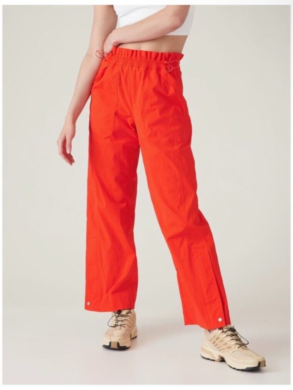 Athleta Orange Trekkie Parachute Wide Leg Adjustable High Rise Pants- 10T